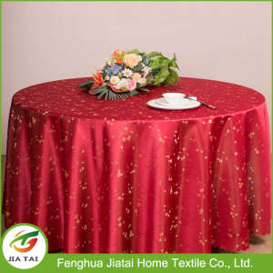 Cheap Polyester Flower Round Banquet Wedding Red Tablecloth